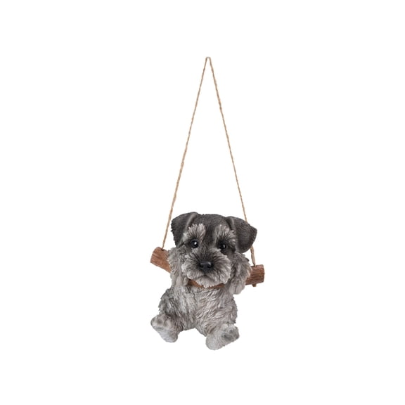 5" Gray and White Hanging Schnauzer Puppy Statue