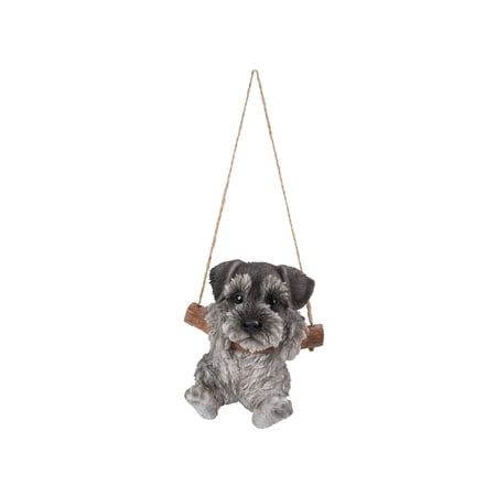 5" Gray and White Hanging Schnauzer Puppy Statue