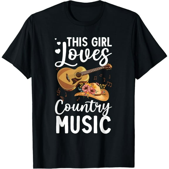 Cool Country Music Art For Women Girls Country Music Lovers T-Shirt men and women can wear, black, white, gifts