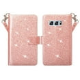 thumbnail image 2 of Samsung Galaxy Note 8 Case, Glitter Bling Faux Leather Kickstand Wallet Cover - Rose Gold, 2 of 5
