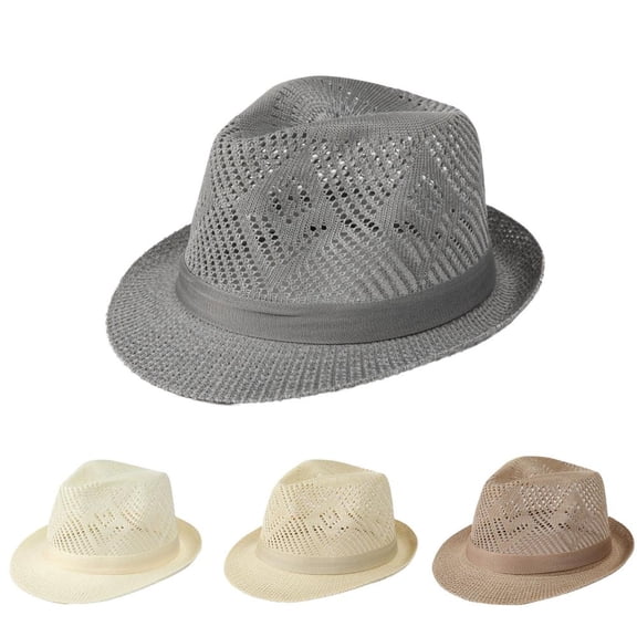 Bxsruta Men‘s Mesh Sun Hat Breathable Vintage Style Fedora Outdoor Summer Hat One Size