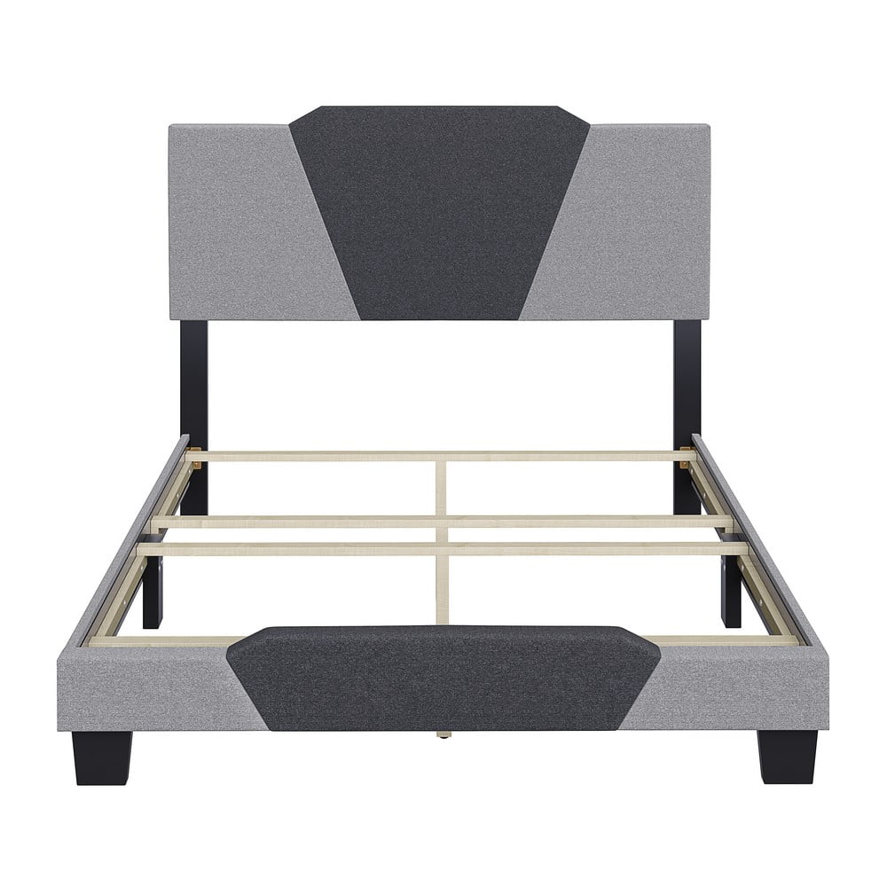 Boyd Sleep Tuscany Gray Linen Full Size Fully Upholstered Platform Bed Frame with Adjustable Headboard, Qualified Box Spring or Foundation Required for Use