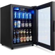 1.7 Cu.Ft Mini Beverage Refrigerator, 68 Can Glass Door Cooler for Drinks, Soda, Beer & Wine, Compact Fridge for Bedroom, Office, Home Bar, Black
