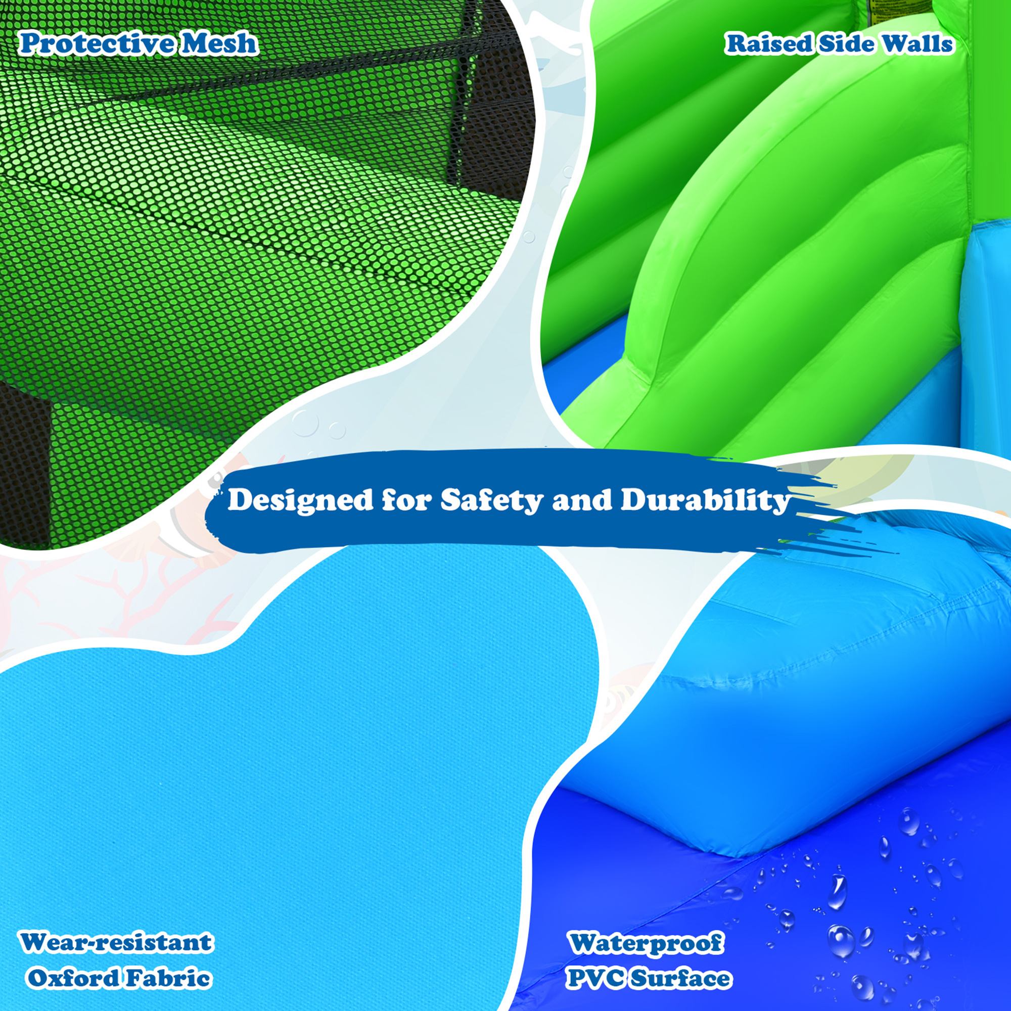 Gymax Crocodile Inflatable Water Slide Park Kids Bounce House w/ Dual Slides Without Blower