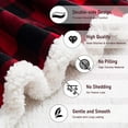 thumbnail image 3 of Christmas Sherpa Fleece Throw Blanket, Super Soft Warm Buffalo Plaid Plush Blankets and Throws, Warm Winter Cozy Fuzzy Blanket for Couch Sofa Bed (Red, 50" x 60"), 3 of 6