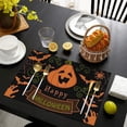 thumbnail image 6 of Halloween Horror Orange Pumpkin Spooky Castle Placemats Set of 4 Funny Holiday Table Mats for Dining No Slip Waahable Fall Seasonal Cute Kitchen Decor Party Home Decoration, 6 of 6