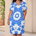 thumbnail image 4 of Blue Floral Kaleidoscope Pattern Design Summer Dresses for Women Beach Boho, 4 of 6
