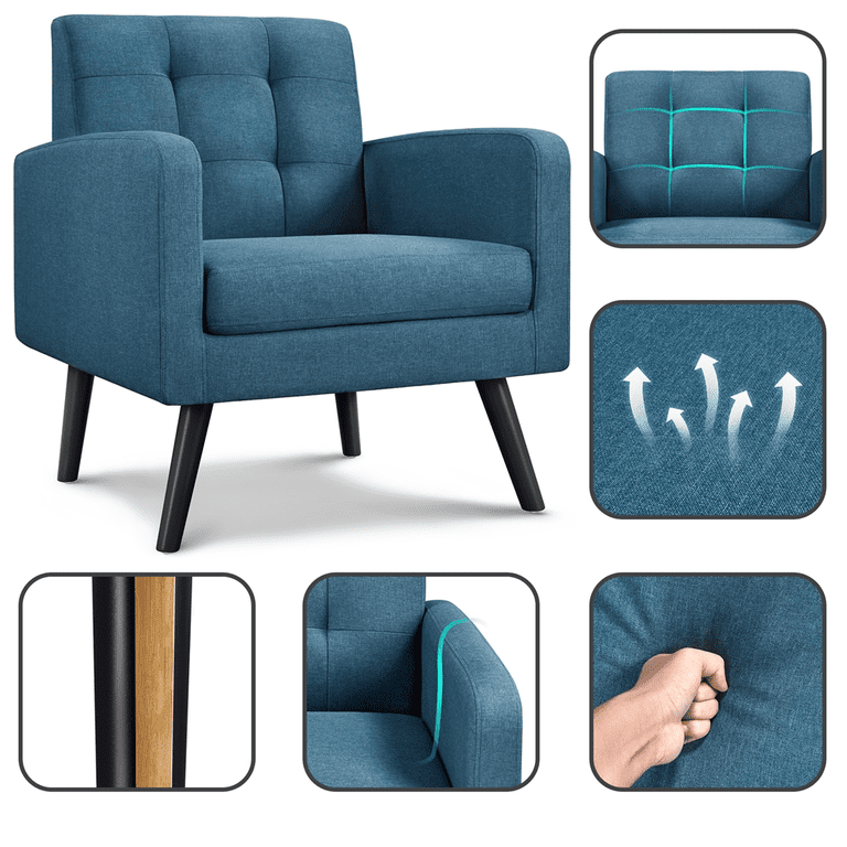 Alden Design Modern Tufted Accent Chair, Navy Blue photo 5