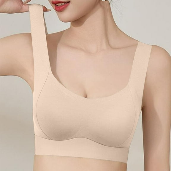 LLYWEY Wirefree Bras for Women on Sale Everyday Bras Women Ladies Demi Cup Bra Style-1094 Women's Plus Soft Cup Bra Feature Adult Female Push up Sports Bras Beige 38B