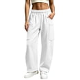 thumbnail image 2 of Jovrlynd Womens Cargo Sweatpants 2026 Elastic High Waist Wide Leg Sweat Pants with Multi Pockets, S-2XL, 2 of 7
