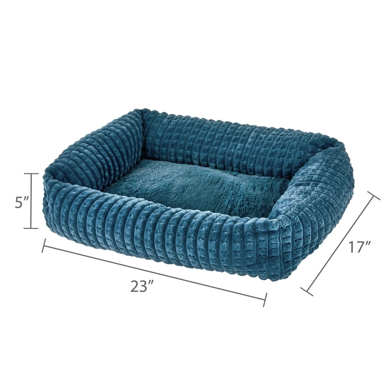 Vibrant Life Small Flannel Waffle Texture Bolster Bed, Blue photo 2