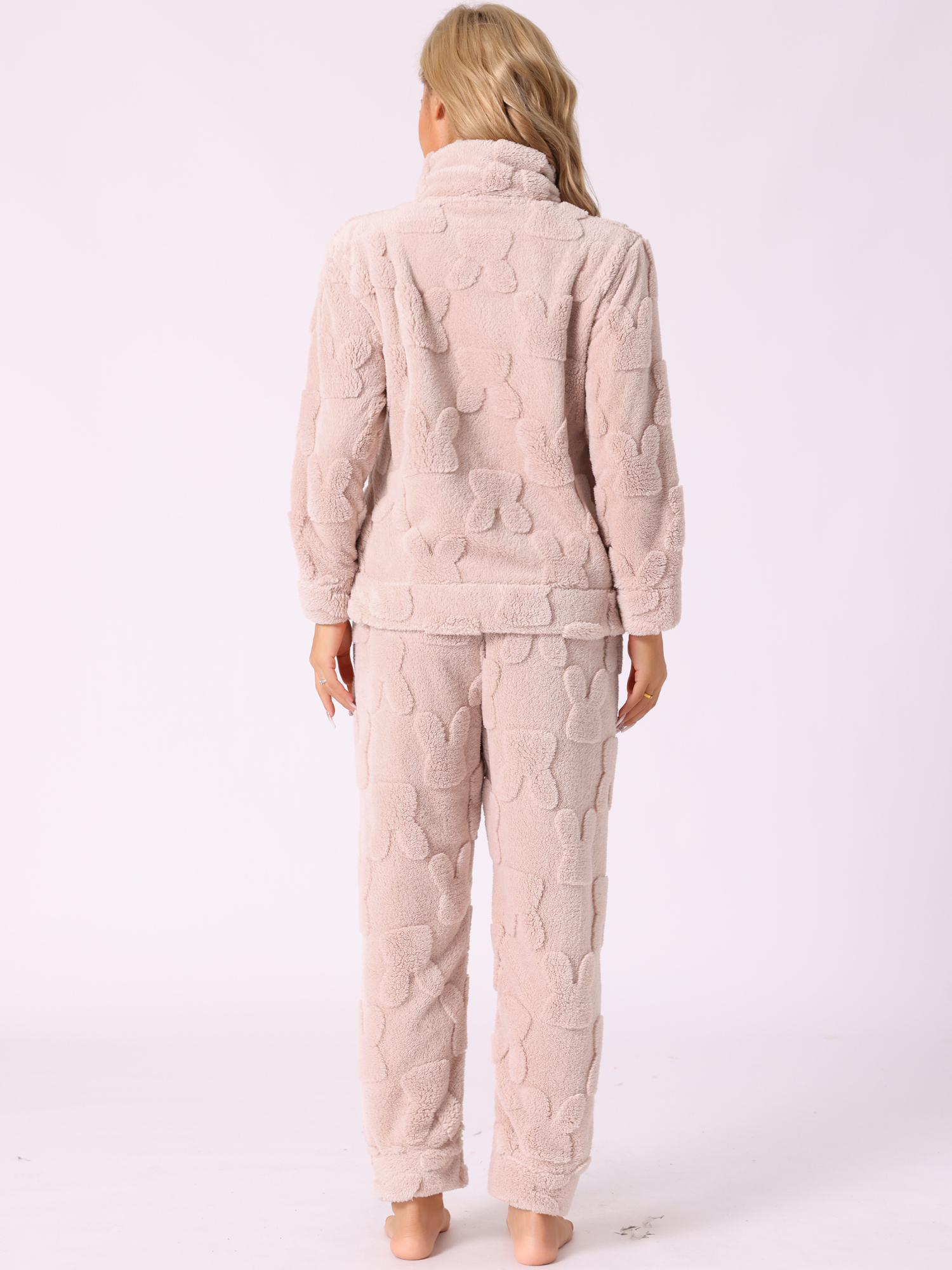 DARING DIVA Women's Flannel Soft Winter Warm Pajama Lounge Set Set with Pockets Pink XS