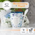 thumbnail image 4 of Christian Art Gifts Coffee and Tea Mug with Ceramic Spoon Set for Women: By Grace You Have Been Saved - Ephesians 2:8 Encouraging Bible Verse for Hot & Cold Beverages, Navy Blue/White Floral, 12 oz., 4 of 6