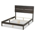 thumbnail image 4 of King Size Panel Bed - Modern Wood Bed Frame with Headboard & Slats - Dark Grey Oak Finish, 4 of 7