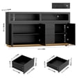 thumbnail image 5 of Hiphuta 63" Wide Farmhouse TV Stand Fits Up to 70 Inch TVs, Entertainment Center with RGB LED Lights, Wood Grain Media Console with Charging Station, Black, 5 of 8