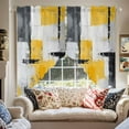 thumbnail image 2 of Abstract Mottled Swag Curtain Valance for Windows, Retro Gary Yellow Stitching Window Treatments Short Swag Topper for Kitchen Windows Bathroom Bedroom, 36"x36", 2 of 8