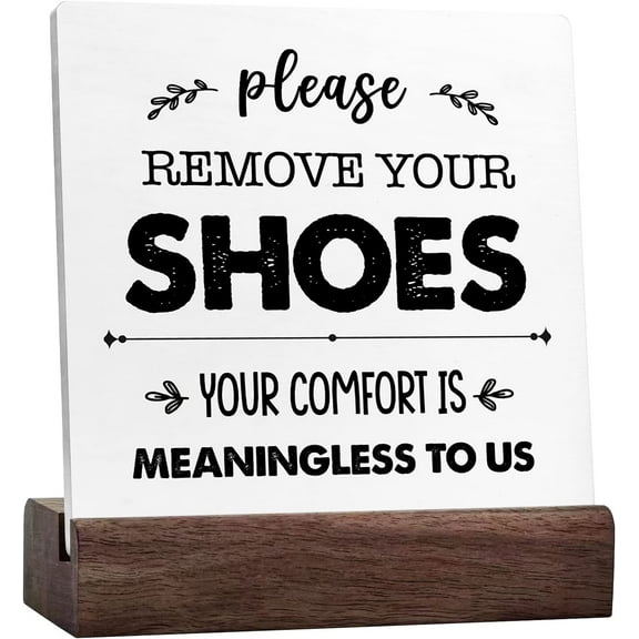 Please Remove Your Shoes Sign Desk Decor,Funny Rustic Humorous Ceramic Desk Sign Desk Decorations For Home Shelf Table Decor
