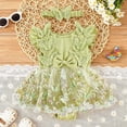 thumbnail image 2 of kpoplk Baby Girl Summer Clothes Ruffle Overall Romper Outfits Cute Sleeveless Overalls Rompers Newborn Outfit Size 1-3 Months,Green, 2 of 4