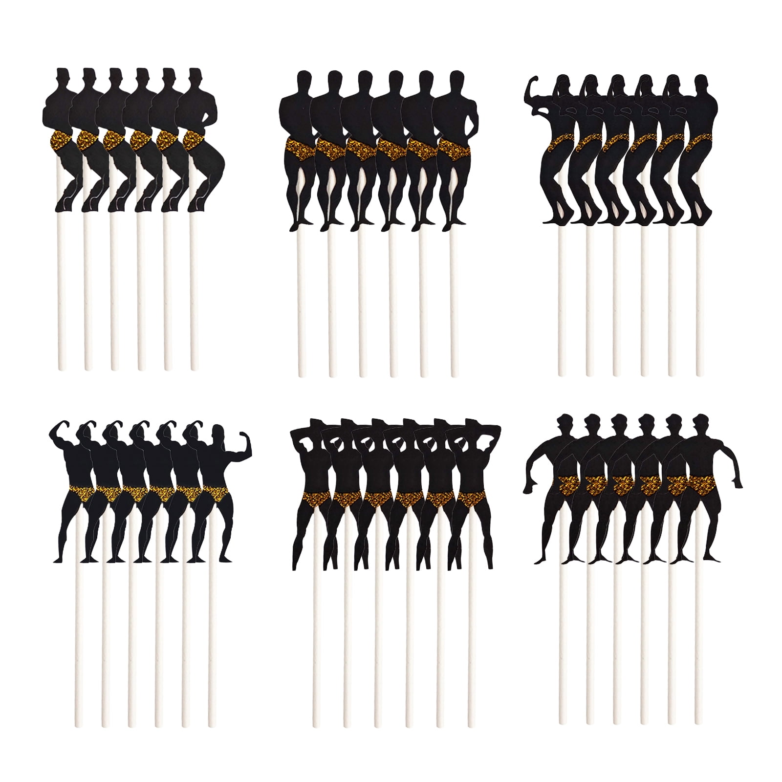 36Pcs Muscular Man Paper Sticks Cake Sticks Picks Cocktail Picks Drinks