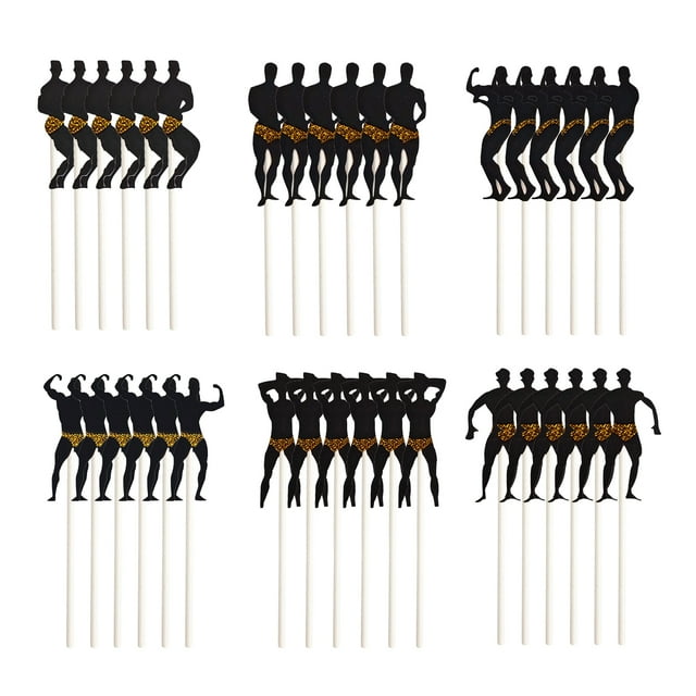 Amdohai 36PCS Muscular Man Paper Sticks Cake Sticks Picks Cocktail Picks Drinks