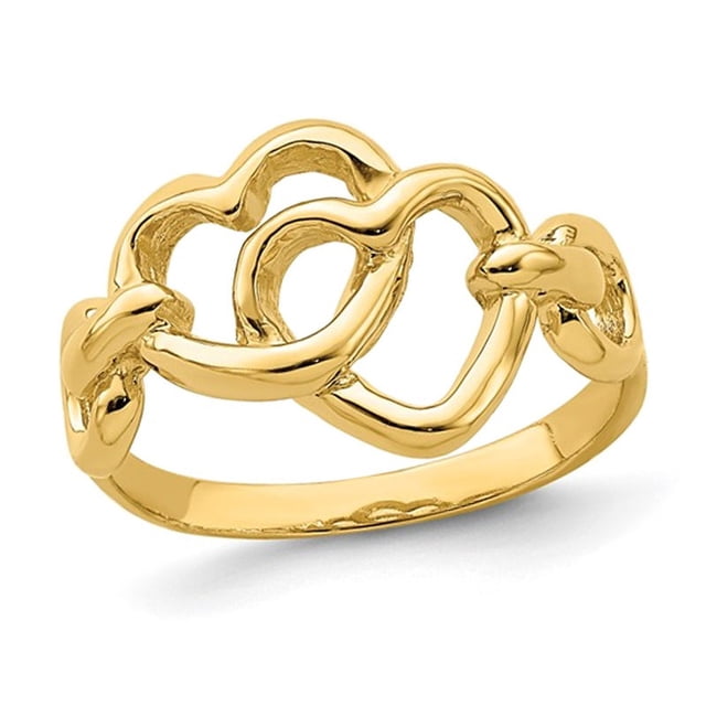 14K Yellow Gold Interlocked Heart Promise Ring