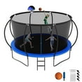 thumbnail image 1 of Jump Into Fun Trampoline 12FT, 1200LBS Trampoline for Adults Kids, Trampoline with Enclosure, Basketball Hoop, Wind Stakes & Ladder, Recreational Outdoor Heavy Duty Trampoline, 1 of 7