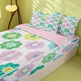 thumbnail image 2 of Erosebridal Groovy Daisy Zipper Full Size Comforter Sets with Fitted Sheet and 2 Pillowcases, Colorful Blossom Zipper Bedding Set, Pink Reversible, Teal Lilac, Pink Reversible, 2 of 7