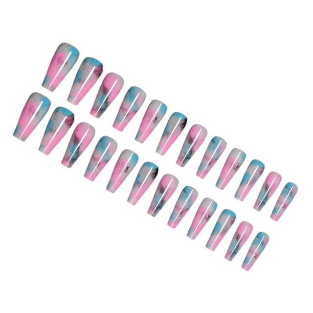Soidarity Uñas postizas de ataúd de longitud, resistentes a los arañazos, uñas a presión, punta de uñas removible, pegatinas de manicura ajustables Arte de uñas tipo 17 Soidarity CE012296-17B
