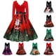 thumbnail image 1 of Disfraces de Navidad Temperamento Flor Ardiente Escote en V Manga larga Estampado de costuras Falda con vuelo grande retro S-3xl / 10 colores para elegir, 1 of 3