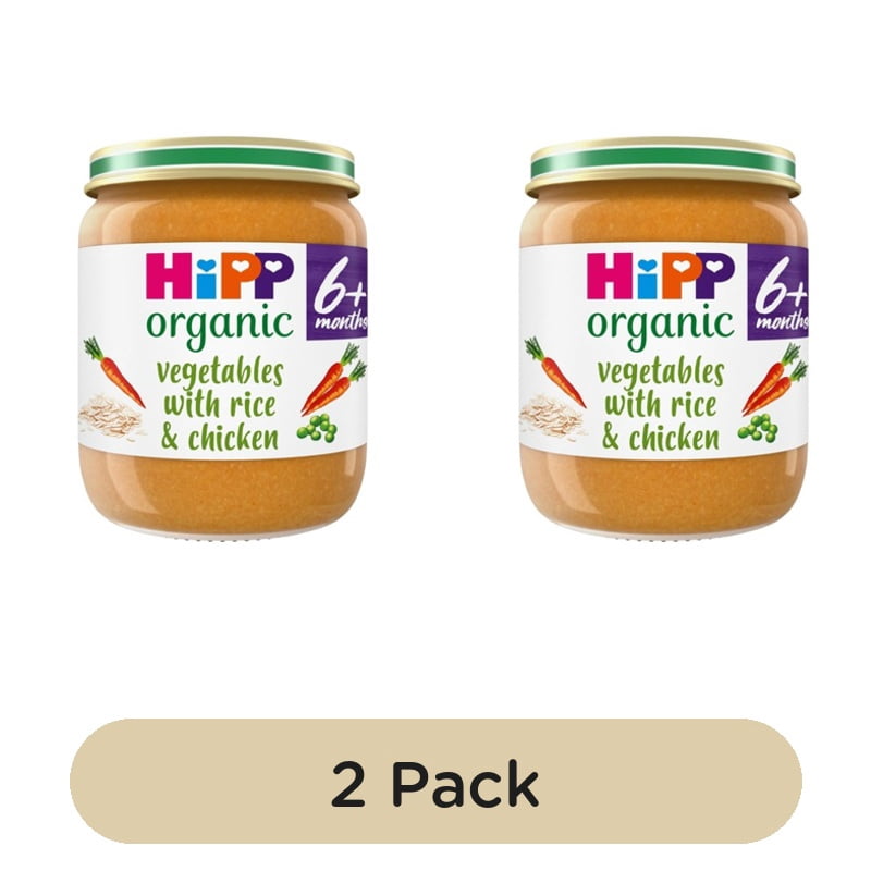 HiPP Organic Vegetables with Rice & Chicken Baby Food Jar 6+months 125g, British Import (Pack of 2)