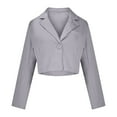 thumbnail image 4 of Cropped Blazer for Women Business Dressy Solid Color Blazer Jacket Long Sleeves Outwears Casual Lapel Collar Blazer Jackets, 4 of 8