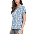 thumbnail image 4 of Easter Womens Scrub Tops Holiday V Neck Funny Bunny & Egg Printed Scrub Shirts Loose Casual Short Sleeve Scrubs Nursing Uniform Medical Nurse Workwear with Pockets Blue XL, 4 of 5