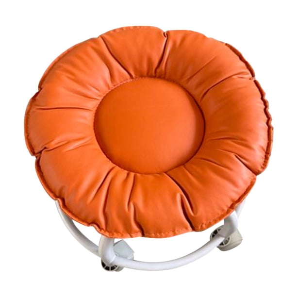 Taburete giratorio de 360 degree con asiento bajo y ruedas, para tareas domésticas, silencioso, resistente, pequeño naranja