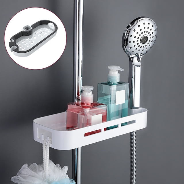 TIMIFIS Shower Shelf Direct Shower Caddy Shelf for Slide Bar, Bathroom Shower Rack Organizer Sponge Soap for Shampoo Soap,Suitable for 4 Shower Poles of Different Sizes Toothbrush Holders