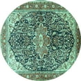 thumbnail image 1 of Ahgly Company Machine Washable Indoor Round Medallion Turquoise Blue Traditional Area Rugs, 5' Round, 1 of 4