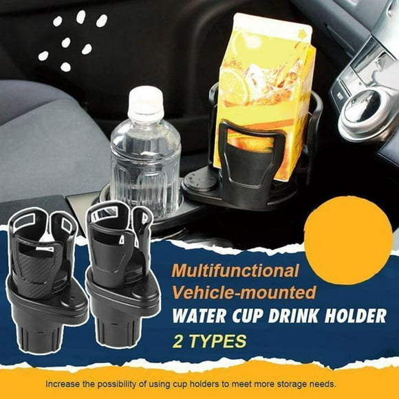 Sentmoon Car Cup Holder Insert Multifunction Water Cup Seat Carbon Fiber Style Organizer with Ashtray Slot Beverage Holder for Auto Console Use