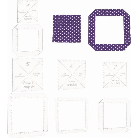 8pcs Square Quilting Template 2.5/3/ 4/ 5inch Acrylic DIY Quilt Block Guide