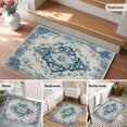 thumbnail image 6 of Vintage Farm Washable Area Rug 2 x 3 ft Blue Flower Bohemian Style Farmhouse , Soft Non Slip Rugs Stain Repellent Indoor Felt Carpet for Living Dining Room Bedroom Home Office, 6 of 9