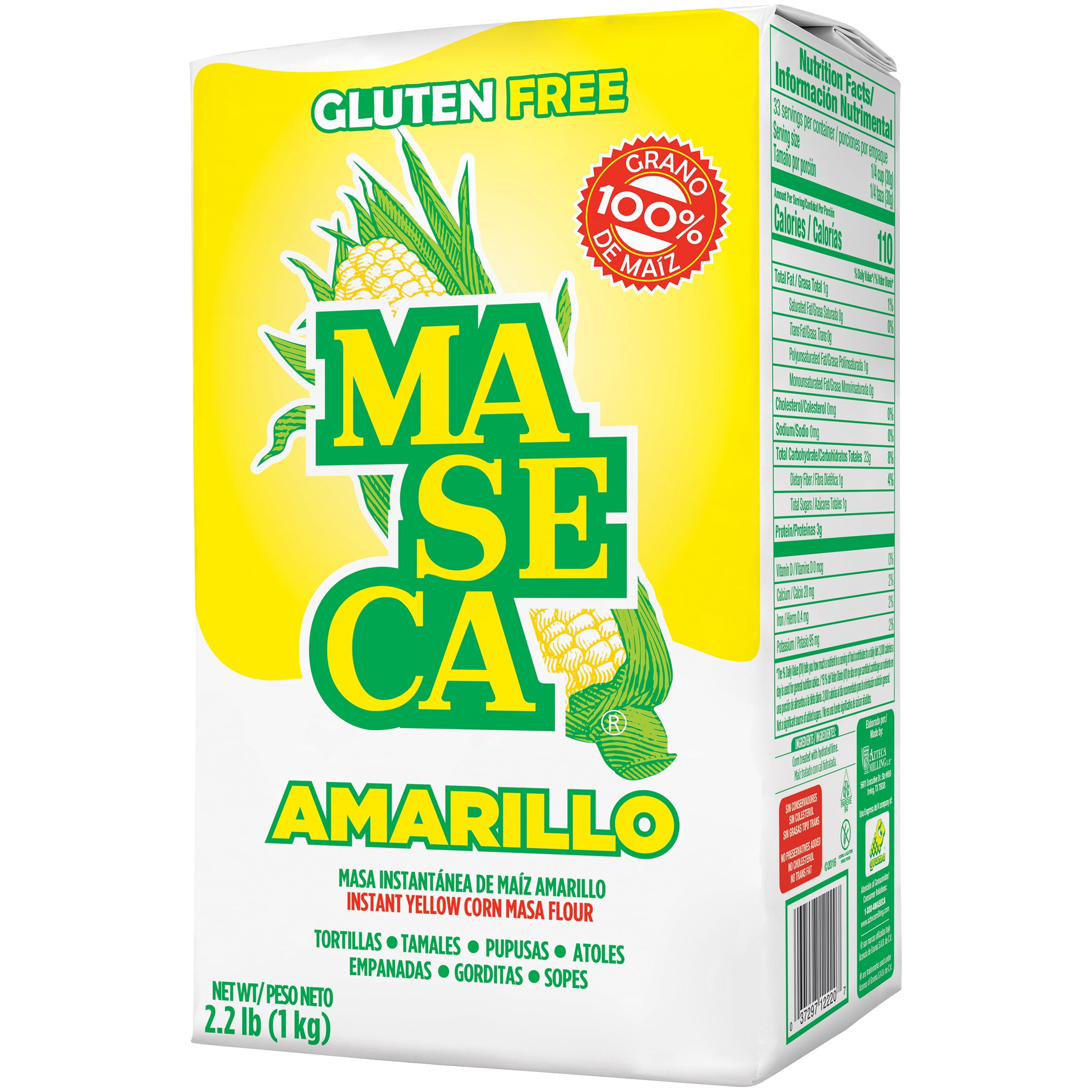 MASECA Yellow Instant Corn Masa Flour 2 Lb Bag