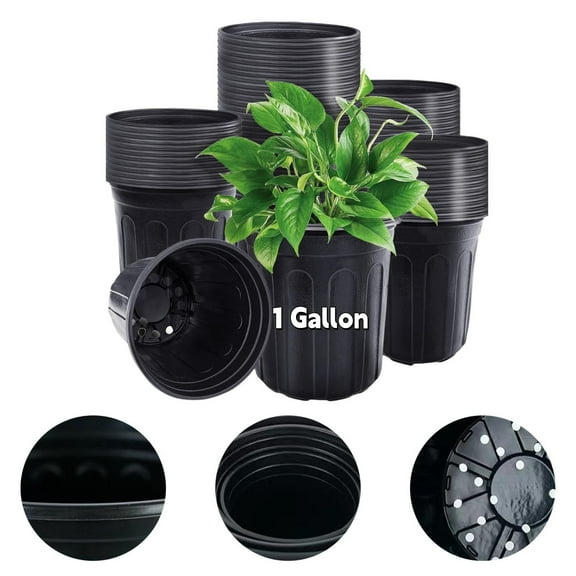 1 Gallon Flexible Plant Nursery Pots, 20Pcs Plastic Seedling Pots, Seed Starting Pot Flower Plant Container for Succulents, Cuttings, Transplanting Seedlings (Black)