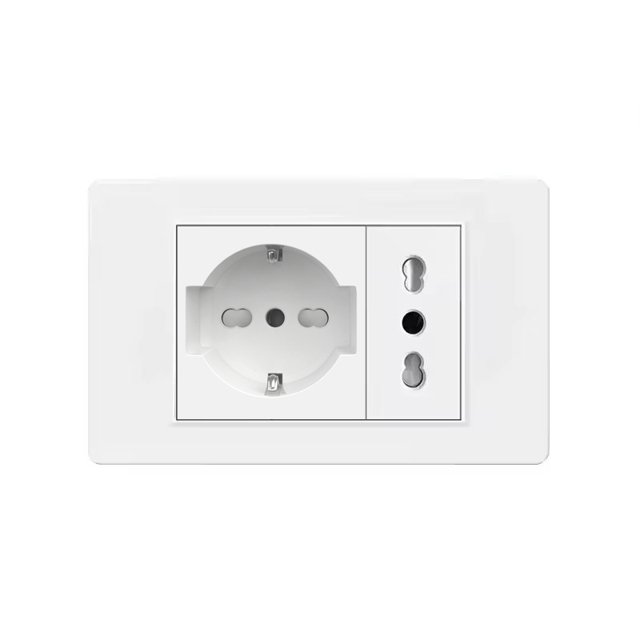 White Italy Chile Outlet with USB Smart Type-c Fast Charging,Dual USB Wall Socket Chile Plugs Plastic Panel Light Switch Sat TV