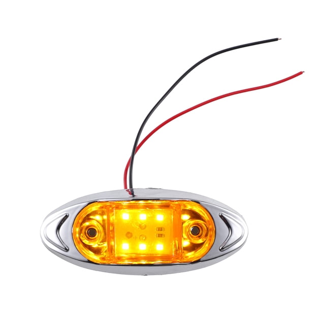 Unique Bargains Luz de marcador de remolque de 1,85 pulgadas con bisel cromado Lámpara de luz de marcador lateral ovalada para RV Camión Barco Amarillo
