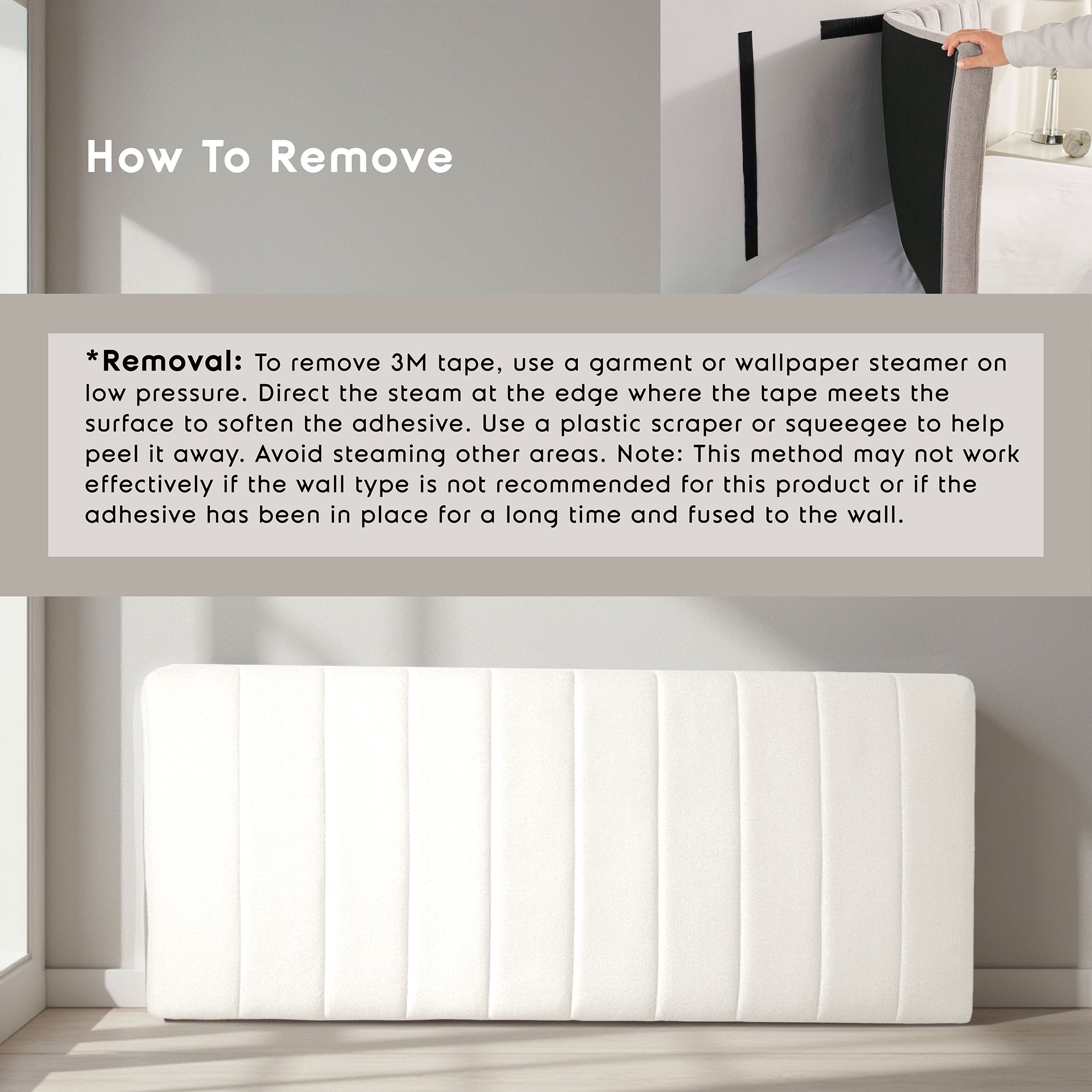 Lammlaoe Queen Headboard, Upholstered Wall Mounted, Peel and Stick Installation, Sound Reducing 3D Panel Design, Easy Assembly, Off White