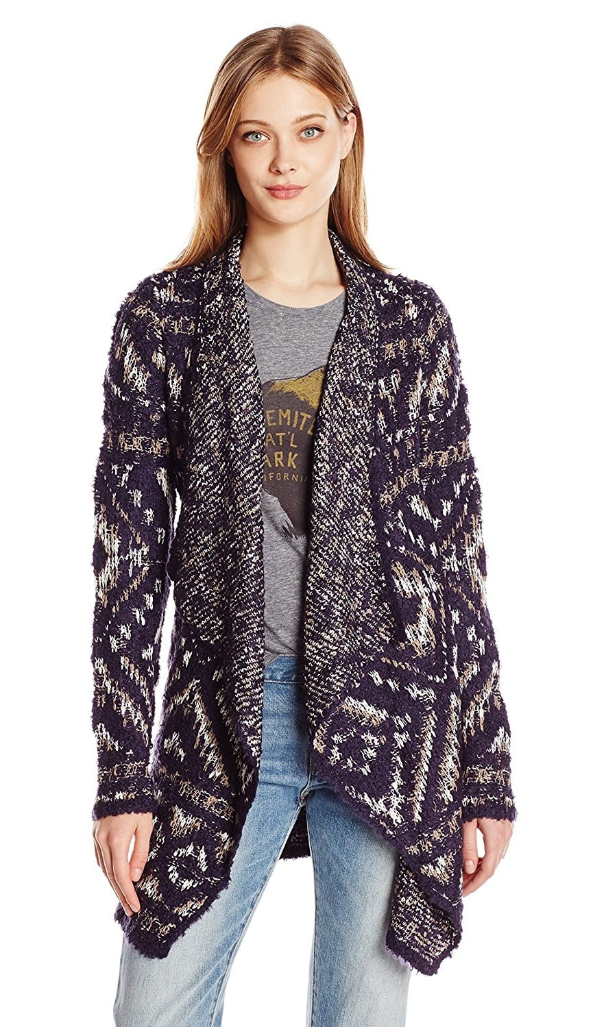 Geo Intarsia Wrap Sweater-Blue 
