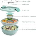 thumbnail image 2 of Double Stackable Lunch Box, 50 oz. Large Salad Bowl, 4 Compartment Tray, 3 oz. Sauce Container, Built-In Reusable Fork & Spoon White, 2 of 6