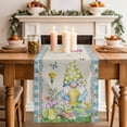 thumbnail image 2 of Table Runner 72 Inches Long for Kitchen Dining, Easter Dresser Scarf Farmhouse, Dining Table Decorations for Wedding/Parties, Gnomes Colorful Eggs Butterfly Flowers Blue Check 16 x 72 In, 2 of 8
