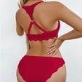 thumbnail image 4 of Brasier Tela de Mantequilla conjunto de Sujetador con Botones En La Parte Delantera y Trasera Fruncidos con Encaje Estampado A Rayas para Mujer Extra Grande, 4 of 5