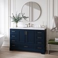 thumbnail image 2 of Ariel Stafford 54 Inch Single Oval Sink Bathroom Vanity With Carrara White Quartz Countertop 1.5 Edge In Midnight Blue, 2 of 9
