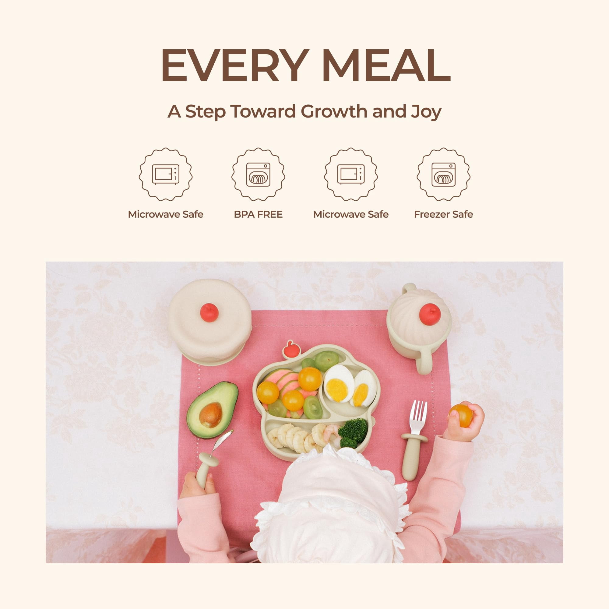 Green Silicone Feeding Set for Baby Self-Feeding and Solids Introduction