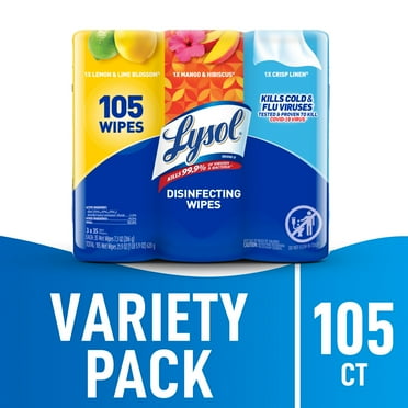 Lysol® Disinfecting Wipes - (1 Lemon   1 Brand New Day Mango & Hibiscus   1 Crisp Linen) 4/(3x35) count